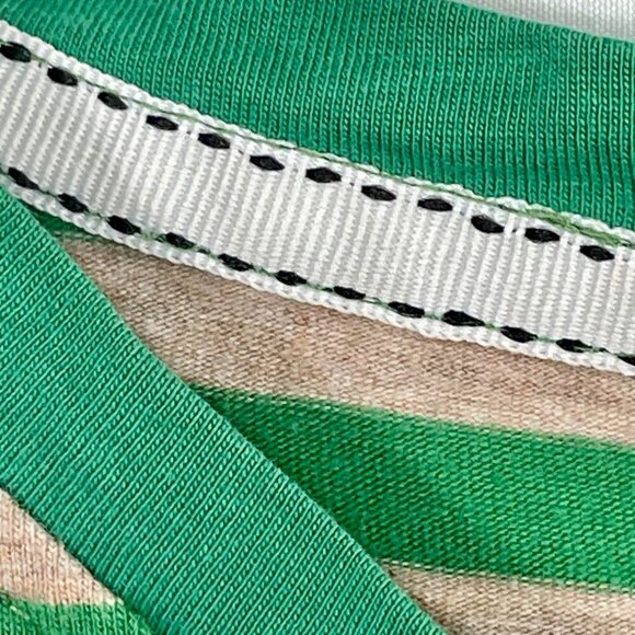 yifuqin Green & Tan Striped Boxy Short Sleeve Tee Preppy European Coastal XXL - Picture 5 of 16